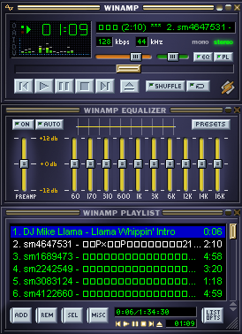 文字化けしたWinampのプレイリスト